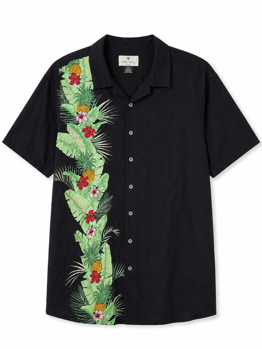 Oak Hill 2XL 3XL Big Tall Hawaiian Camp Shirt Rayon Pineapple Tropical Print